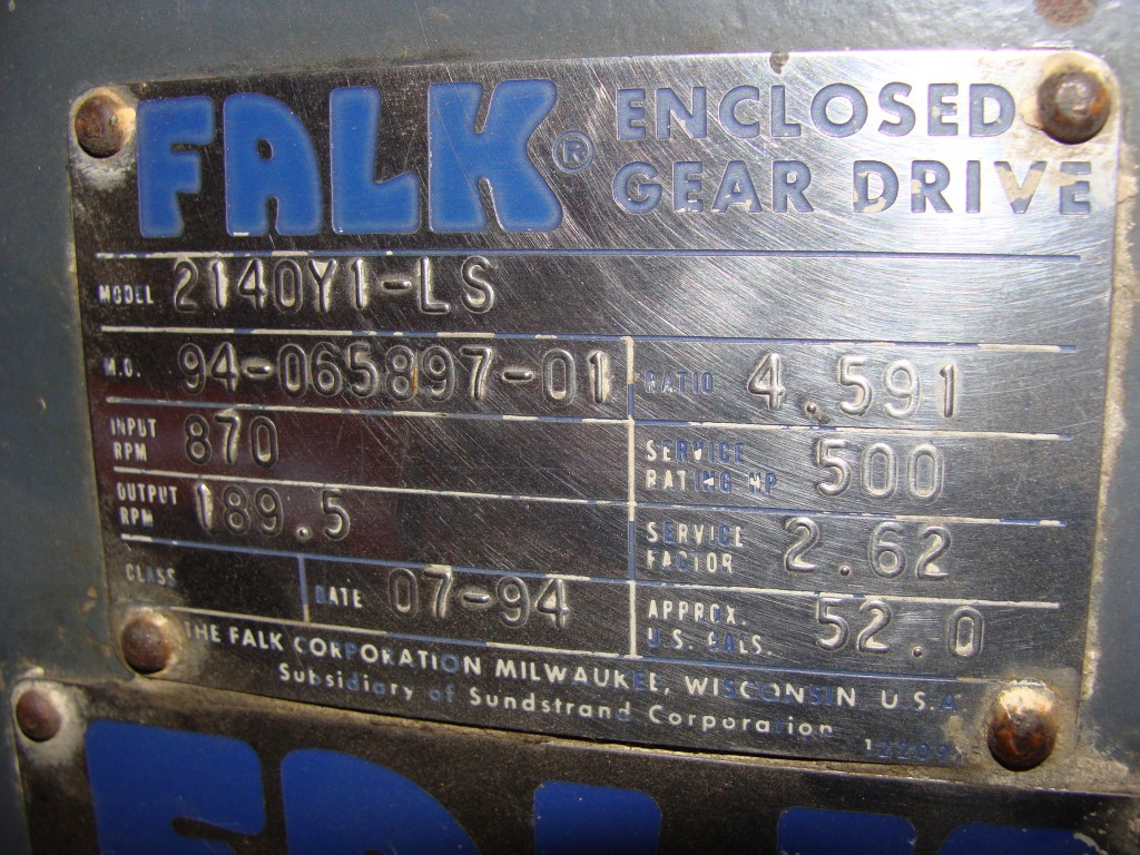 falk gear drive plaque